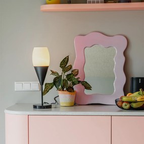 Candeeiro de mesa moderno preto com vidro opalino - Drop