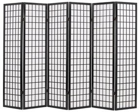 vidaXL Biombo dobrável com 6 painéis estilo japonês 240x170 cm preto