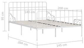 Estrutura de cama com estrado de ripas 140x200 cm metal branco