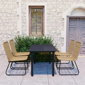 vidaXL 5 pcs conjunto de jantar para exterior vime PE e vidro