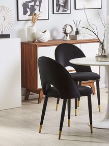 Conjunto de 2 cadeiras de jantar em veludo preto MAGALIA Beliani