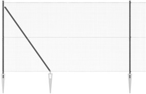 Cerca de Arame Soldado com 13 Postes de Espeto Cinza 1.6x25 m de Aço