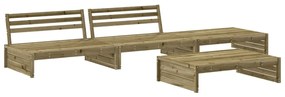 4 pcs conjunto lounge de jardim c/ almofadões pinho impregnado