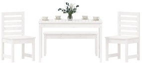 4 pcs conj. de jantar p/ jardim madeira de pinho maciça branco