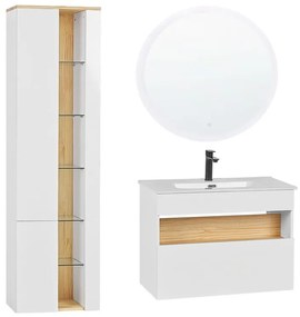 Conjunto de móveis com lavatório e espelho LED em castanho e branco FIGUERES Beliani