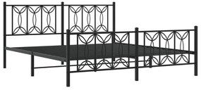 Estrutura de cama com cabeceira e pés 183x213 cm metal preto