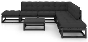8 pcs conjunto lounge de jardim com almofadões pinho maciço