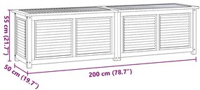 Caixa de arrumação para jardim com saco 200x50x55cm teca maciça