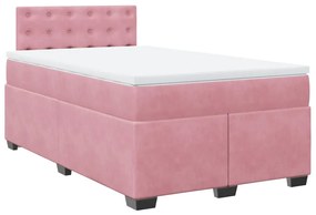 Cama boxspring com colchão 120x200 cm veludo rosa