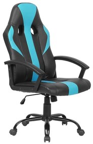 Cadeira de escritório em pele sintética preta e azul SUCCESS Beliani