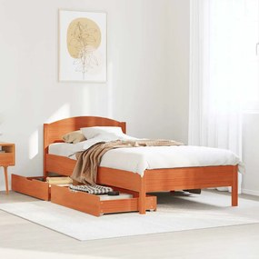 Cama sem colchão 90x200 cm pinho maciço castanho-mel