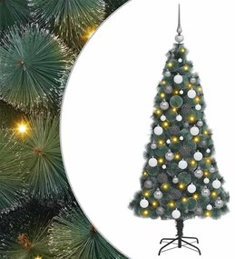 vidaXL Árvore de Natal Artificial Conjunto de LED e Bolas Verde 150 cm PET