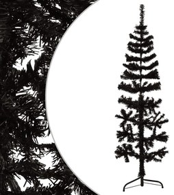 vidaXL Meia árvore de Natal fina com suporte 150 cm preto