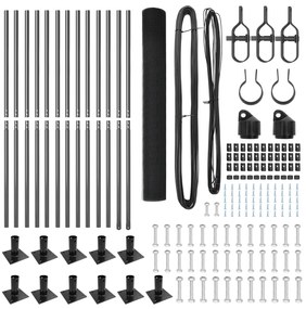 Conjunto de Postes de Cerca Conjunto de 2 Cinza Metal, Concreto