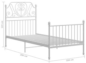 Estrutura de cama 100x200 cm metal branco