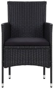 5 pcs conjunto lounge de jardim c/ almofadões vime PE preto