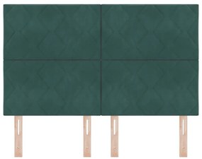 Cabeceira LED Design Blocos de Diamante Verde Escuro 144 cm