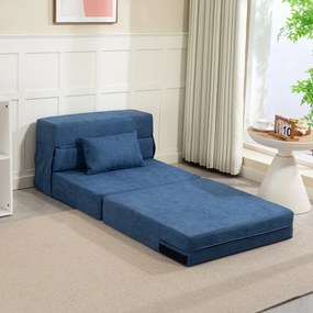 Poltrona convertível de 1 lugar, poltrona-cama dobrável, almofada incluída, para convidados, sala de estar, espaços pequenos, capacidade de 120 kg, az