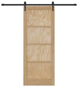 Porta Deslizante com Conjunto de Ferragens 83x211 cm Madeira Sólida de