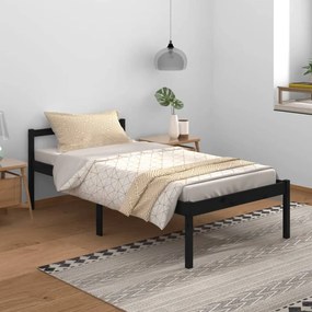 vidaXL Cama para idosos 100x200 cm pinho maciço preto