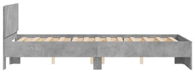 Estrutura de cama com cabeceira 120x190 cm cinzento cimento