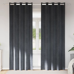 Cortinas Blackout vidaXL com Ilhós 2 pcs Veludo Cinza Claro