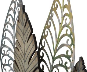 DECORAÇÃO DE PAREDE FOGLIE -C- 75X2,5X87 CM DOURADO E PRATEADO