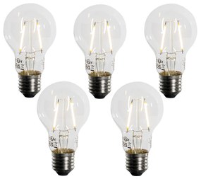 Conjunto de 5 lâmpadas LED E27 A60 com sensor crepuscular 2,5W 250 lm 2200K