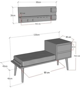 Hall Stand Hamra – Nogueira – 120x74,5x45 cm