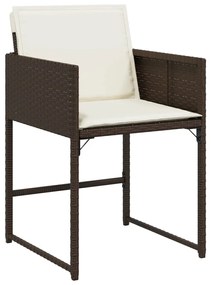 11 pcs conjunto jantar p/ jardim c/ almofadões vime PE castanho