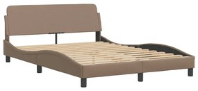 Cama com colchão 140x190 cm couro artificial cappuccino