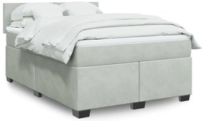 vidaXL Cama com molas/colchão 140x200 cm veludo cinzento-claro