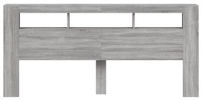 Cabeceira c/ LEDs 220x18,5x103,5 cm sonoma cinzento