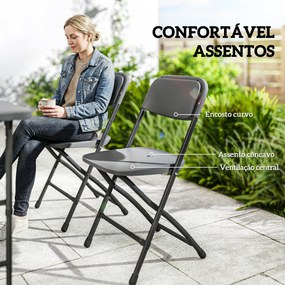 Conjunto de Mesa e Cadeiras de Jardim com Mesa Dobrável Ajustável de 55 a 74 cm e 4 Cadeiras Dobráveis para Terraço Cinzento
