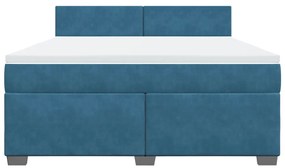 Cama com molas/colchão 180x200 cm veludo azul