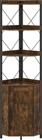 Estante de canto com armazenamento com 38 x 38 x 180 cm com grades de proteção Castanho