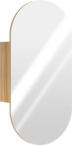 HOMCOM Armário de Parede com Espelho Oval para Casa de Banho 45x13,5x90 cm Cor Madeira | Aosom Portugal