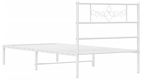 Estrutura de cama com cabeceira 75x190 cm metal branco