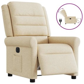 vidaXL Poltrona reclinável elétrica tecido cor creme