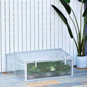 Estufa de Jardim Alumínio Policarbonato Transparente Viveiro para Plantas Culturas 100x100x48 cm