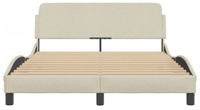 Estrutura de cama c/ cabeceira 140x200 cm tecido cor creme