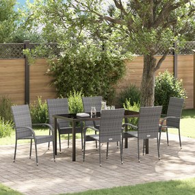 vidaXL Conjunto de Jantar de 7 Peças em Rattan Sintético Cinza