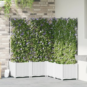 vidaXL Jardineira com Treliça 5 pcs Branca 120x120x143 cm