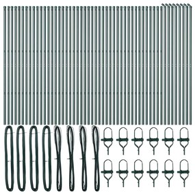 Postes de Cerca 52 pcs Verde Ø32 mm 200 cm Aço Galvanizado