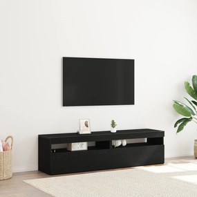 Armários de TV com luzes de LED 2 pcs Carvalho preto 75x35x40 cm Madei