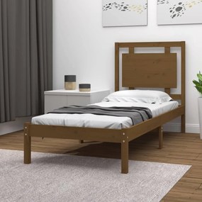 vidaXL Estrutura cama pequena solteiro 75x190 cm madeira castanho mel