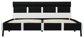 Estrutura de cama com LED 140x200 cm couro artificial preto