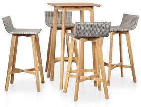 vidaXL 5 pcs conjunto de jantar exterior madeira acácia maciça