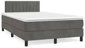 Cama boxspring com colchão 120x190 cm veludo cinzento-escuro