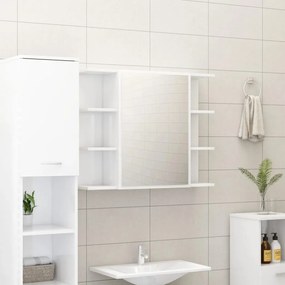802612 vidaXL Armário casa banho c/ espelho 80x20,5x64cm contraplacado branco